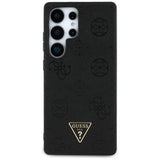 Husa pentru Samsung Galaxy S25 Ultra, Guess Peony Grained Hot Stamp Triangle Logo MagSafe (GUHMS25LPGBTMK), negru