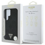 Husa pentru Samsung Galaxy S25 Ultra, Guess Peony Grained Hot Stamp Triangle Logo MagSafe (GUHMS25LPGBTMK), negru