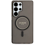 Husa pentru Samsung Galaxy S25 Ultra, Guess IML Glitter Circle MagSafe (GUHMS25LHFGEREK), negru