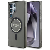 Husa pentru Samsung Galaxy S25 Ultra, Guess IML Glitter Circle MagSafe (GUHMS25LHFGEREK), negru