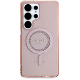 Husa pentru Samsung Galaxy S25 Ultra, Guess IML Rhinestones MagSafe (GUHMS25LPFTDTEP), roz