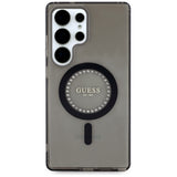Husa pentru Samsung Galaxy S25, Guess IML Rhinestones MagSafe (GUHMS25LPFTDTEK), negru