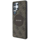 Husa pentru Samsung Galaxy S25 Ultra, Guess 4G Circle Classic Logo MagSafe (GUHMS25LP4PGRSGW), maro