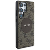 Husa pentru Samsung Galaxy S25 Ultra, Guess 4G Circle Classic Logo MagSafe (GUHMS25LP4PGRSGW), maro