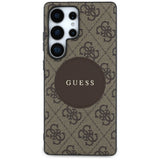 Husa pentru Samsung Galaxy S25 Ultra, Guess 4G Circle Classic Logo MagSafe (GUHMS25LP4PGRSGW), maro