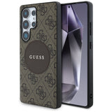Husa pentru Samsung Galaxy S25 Ultra, Guess 4G Circle Classic Logo MagSafe (GUHMS25LP4PGRSGW), maro