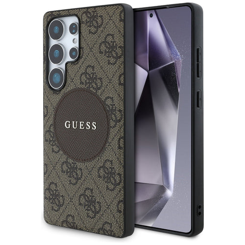 Husa pentru Samsung Galaxy S25 Ultra, Guess 4G Circle Classic Logo MagSafe (GUHMS25LP4PGRSGW), maro