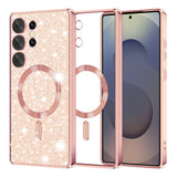 Husa pentru Samsung Galaxy S25 Ultra, Techsuit Lux Glitter MagSafe, roz auriu