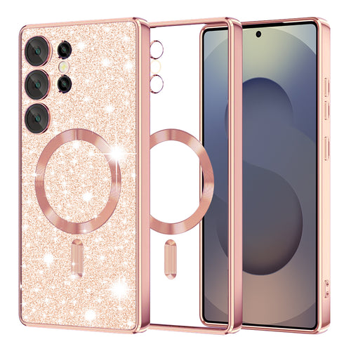 Husa pentru Samsung Galaxy S25 Ultra, Techsuit Lux Glitter MagSafe, roz auriu