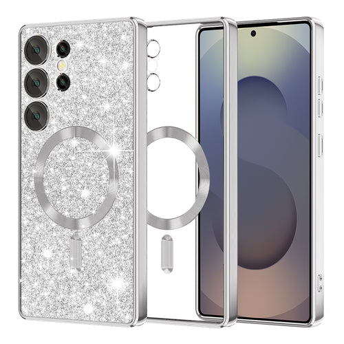 Husa pentru Samsung Galaxy S25 Ultra, Techsuit Lux Glitter MagSafe, argintiu