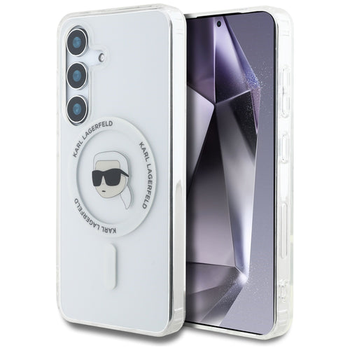 Husa pentru Samsung Galaxy S25, Karl Lagerfeld IML MagSafe (KLHMS25SHLSKIH), alb