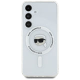 Husa pentru Samsung Galaxy S25, Karl Lagerfeld IML MagSafe (KLHMS25SHLSKIH), alb