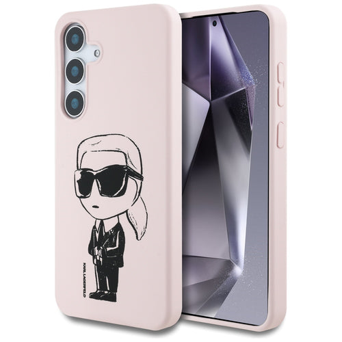 Husa pentru Samsung Galaxy S25, Karl Lagerfeld Silicone Graffiti MagSafe (KLHMS25SPNYKGRTP), roz