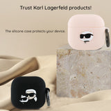 Husa casti pentru AirPods 4, Karl Lagerfeld Silicone Karl Head 3d Kla4runikk, negru