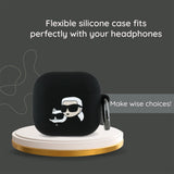 Husa casti pentru AirPods 4, Karl Lagerfeld Silicone Karl Head 3d Kla4runikk, negru