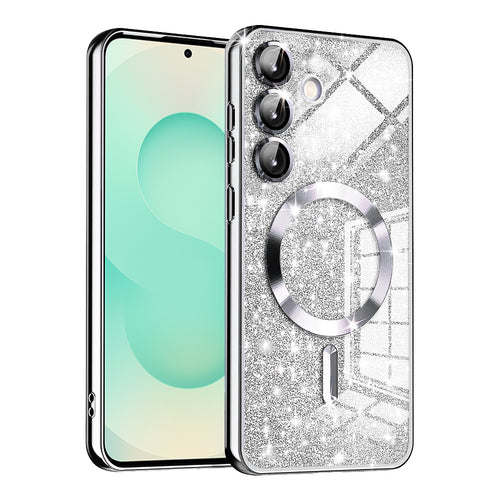 Husa pentru Samsung Galaxy S25 Plus, Techsuit Lux Glitter MagSafe, argintiu