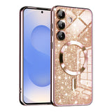 Husa pentru Samsung Galaxy S25, Techsuit Lux Glitter MagSafe, roz auriu