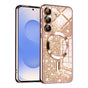 Husa pentru Samsung Galaxy S25, Techsuit Lux Glitter MagSafe, roz auriu