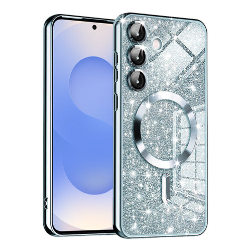 Husa pentru Samsung Galaxy S25, Techsuit Lux Glitter MagSafe, bleu