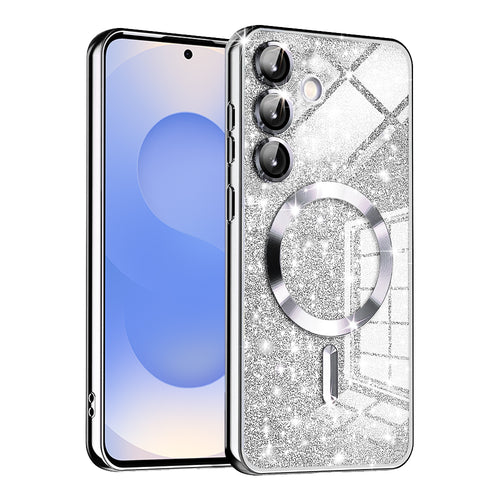 Husa pentru Samsung Galaxy S25, Techsuit Lux Glitter MagSafe, argintiu