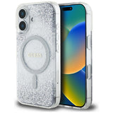 Husa pentru iPhone 16, Guess Hardcase Resin Gradient Glitter MagSafe (GUHMP16SRGRGES), argintiu