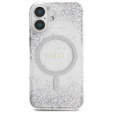 Husa pentru iPhone 16, Guess Hardcase Resin Gradient Glitter MagSafe (GUHMP16SRGRGES), argintiu