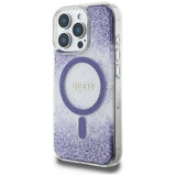 Husa pentru iPhone 16 Pro, Guess Resin Bottom Glitter MagSafe (GUHMP16LRGRGEU), mov