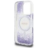Husa pentru iPhone 16 Pro, Guess Resin Bottom Glitter MagSafe (GUHMP16LRGRGEU), mov