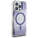 Husa pentru iPhone 16 Pro, Guess Resin Bottom Glitter MagSafe (GUHMP16LRGRGEU), mov