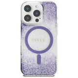 Husa pentru iPhone 16 Pro, Guess Resin Bottom Glitter MagSafe (GUHMP16LRGRGEU), mov