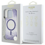 Husa pentru iPhone 16 Pro, Guess Resin Bottom Glitter MagSafe (GUHMP16LRGRGEU), mov