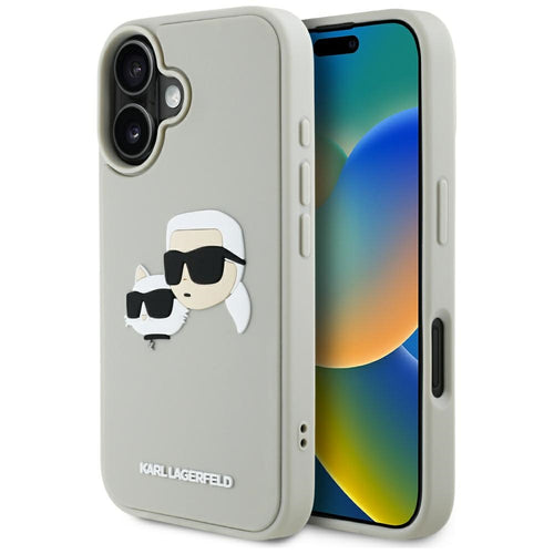 Husa pentru iPhone 16, Karl Lagerfeld 3D Design (KLHCP16SRBCKCHLE), bej