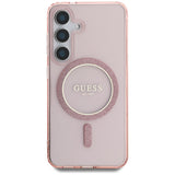 Husa pentru Samsung Galaxy S25, Guess IML Glitter Circle MagSafe (GUHMS25SHFGEREP), roz