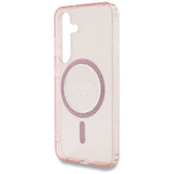 Husa pentru Samsung Galaxy S25, Guess IML Glitter Circle MagSafe (GUHMS25SHFGEREP), roz