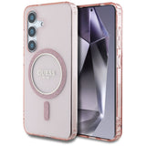 Husa pentru Samsung Galaxy S25, Guess IML Glitter Circle MagSafe (GUHMS25SHFGEREP), roz