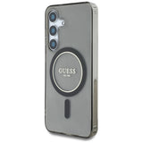 Husa pentru Samsung Galaxy S25, Guess IML Glitter Circle MagSafe (GUHMS25SHFGEREK), negru