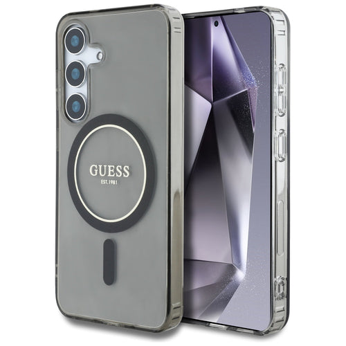 Husa pentru Samsung Galaxy S25, Guess IML Glitter Circle MagSafe (GUHMS25SHFGEREK), negru