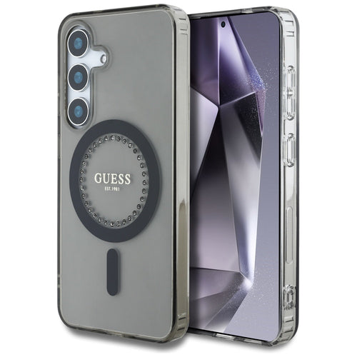 Husa pentru Samsung Galaxy S25, Guess IML Rhinestones MagSafe (GUHMS25SPFTDTEK), negru