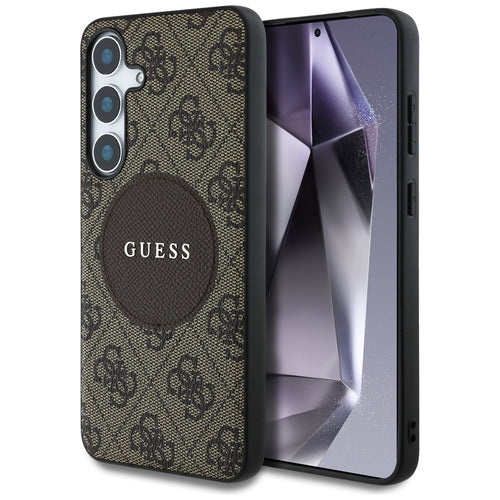 Husa pentru Samsung Galaxy S25 Plus, Guess 4G Circle Classic Logo MagSafe (GUHMS25MP4PGRSGW), maro