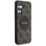 Husa pentru Samsung Galaxy S25, Guess 4G Circle Classic Logo MagSafe (GUHMS25SP4PGRSGW), maro