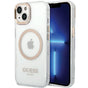 Husa pentru iPhone 15 Plus, Guess Metal Outline MagSafe (GUHMP15MHTRMD), auriu