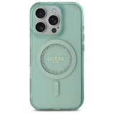 Husa pentru iPhone 16 Pro, Guess IML Rhinestones MagSafe (GUHMP16LPFTDTEN), verde