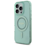 Husa pentru iPhone 16 Pro, Guess IML Rhinestones MagSafe (GUHMP16LPFTDTEN), verde