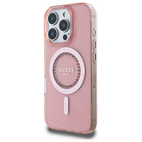 Husa pentru iPhone 16 Pro, Guess IML Rhinestones MagSafe (GUHMP16LPFTDTEP), roz