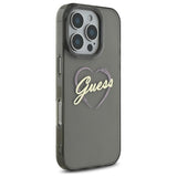 Husa pentru iPhone 16 Pro Max, Guess Hardcase IML Heart (GUHCP16XHCHGSPK), negru