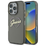 Husa pentru iPhone 16 Pro, Guess Hardcase IML Heart (GUHCP16LHCHGSPK), negru