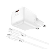 Incarcator retea Acefast Set (A77), Type-C Cable Included, Type-C Mini GaN Charger, PD30W, Power Delivery, alb