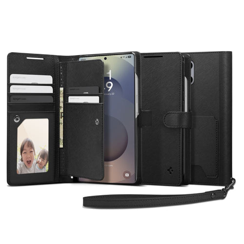 Husa pentru Samsung Galaxy S25 Ultra, Spigen Wallet S (ACS09124), negru