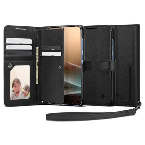 Husa pentru Samsung Galaxy S25 Plus, Spigen Wallet S (ACS09125), negru