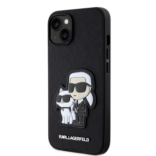 Husa Karl Lagerfeld compatibila cu iPhone 14 Pro, TPU, piele ecologica Saffiano, Negru